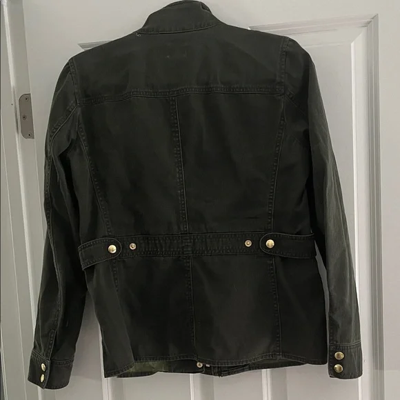 J. Crew Dark Green Utility Jacket with Gold Buttons - Picture 3 of 4